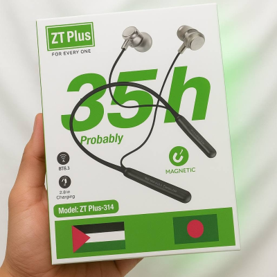 ZT Plus 314 neckband. 35 hours charge backup.Bluetooth Neckband Headset with Premium Sound, High Bass